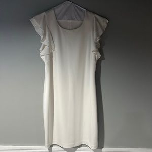 White knee length dress perfect for bridal shower Or bachlorette party